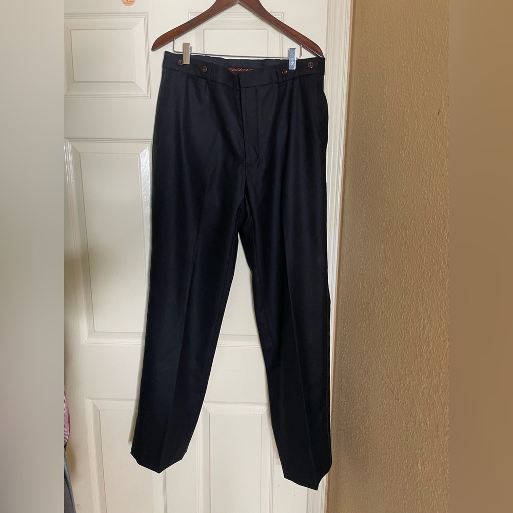 Ralph Lauren Men's Black Classic-Fit Wool Trousers Pants 35W 34L‌‌ - Picture 9 of 13